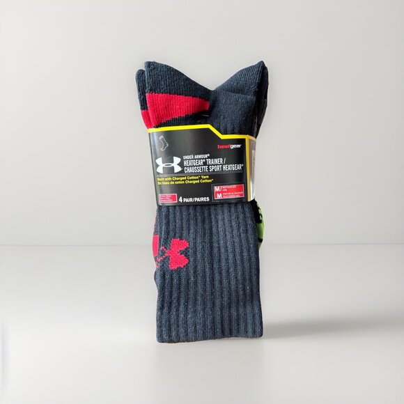 Under Armour HeatGear Trainer Mens Socks Medium 4 Pairs Athletic Performance NEW - Picture 1 of 5